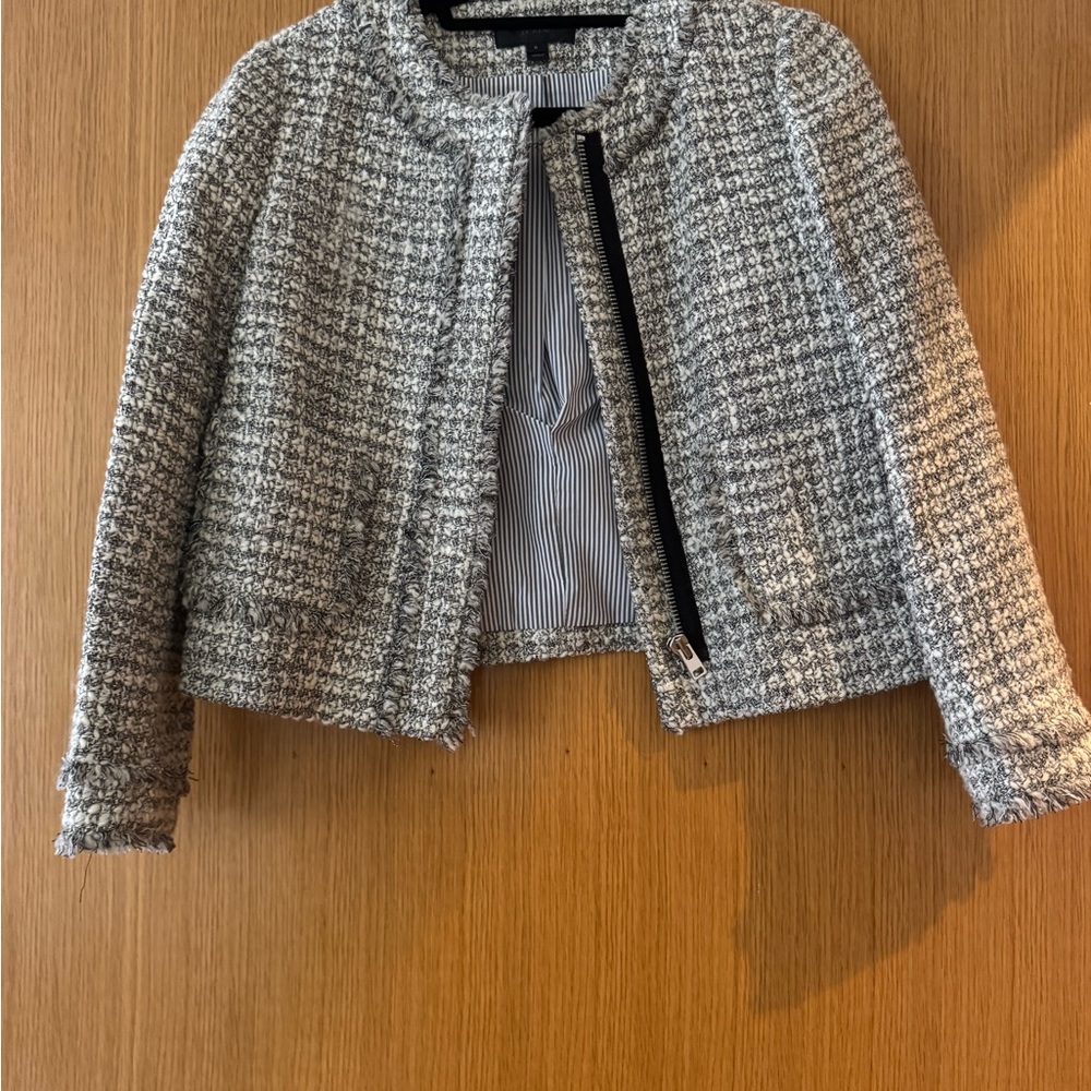 J. Crew Gray and White Textured Blazer